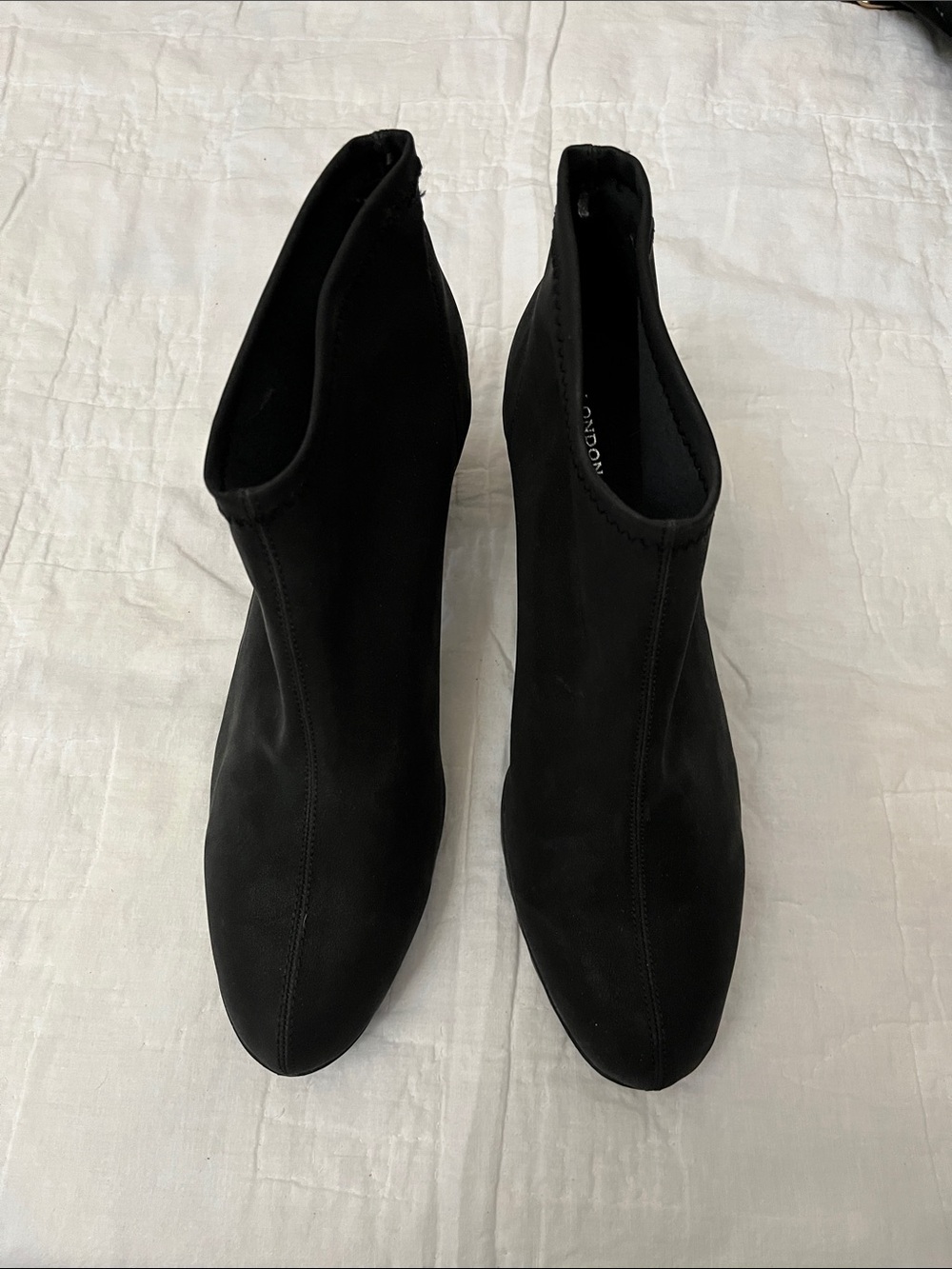 Classic Black Women's Ankle Boots - Sleek Stretch Design. 2 3/4 heel.